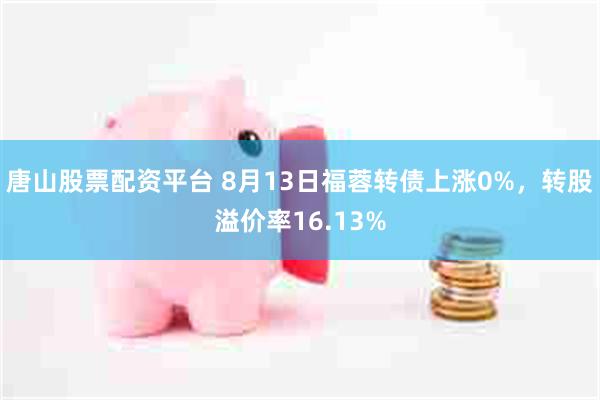 唐山股票配资平台 8月13日福蓉转债上涨0%，转股溢价率16.13%